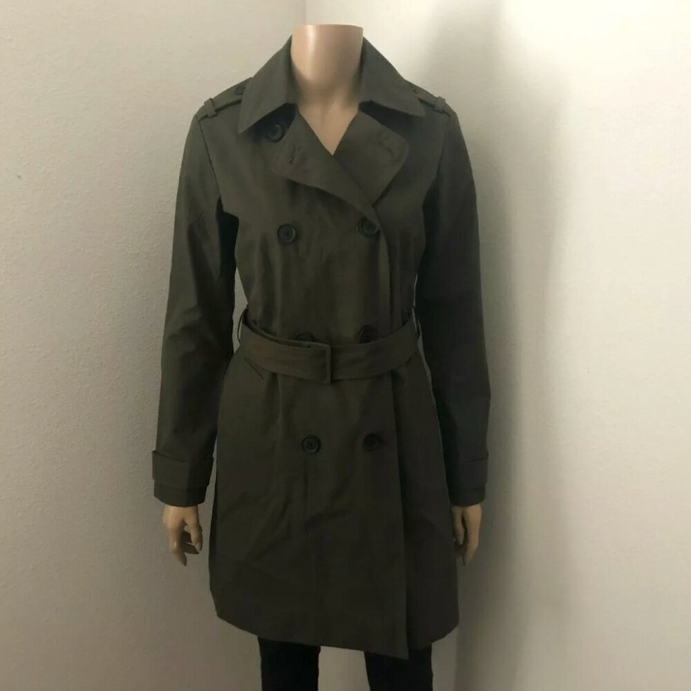 Abercrombie & Fitch Womens Belted Trench Coat Size XS Olive Green